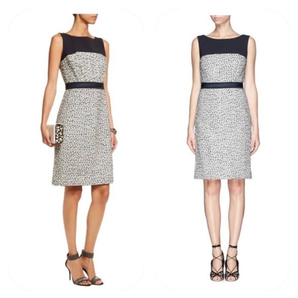 NWT Tory Burch Lucille Dress Navy Silk Blend Tweed Size 6